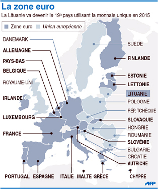 carte zone euro 2015 afp