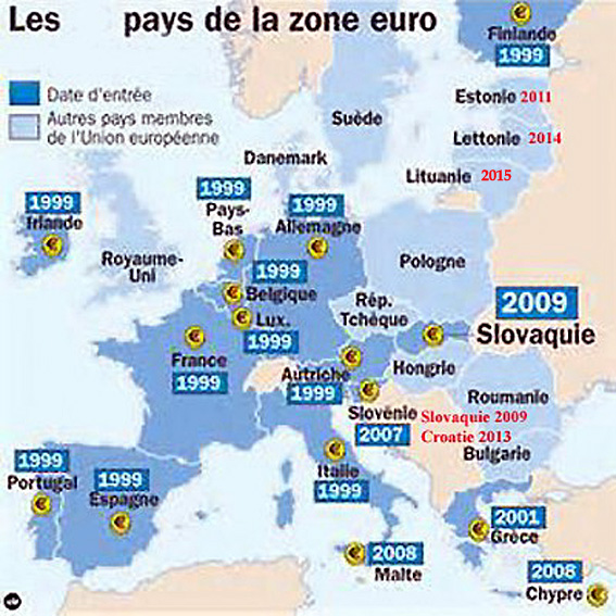 carte zone euro 2015