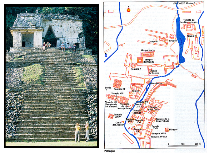 Palenque temple et plan general