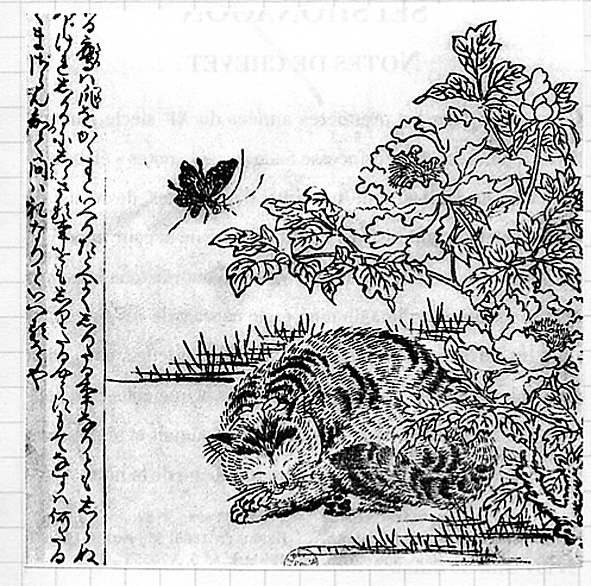 chat endormi gravure chinoise