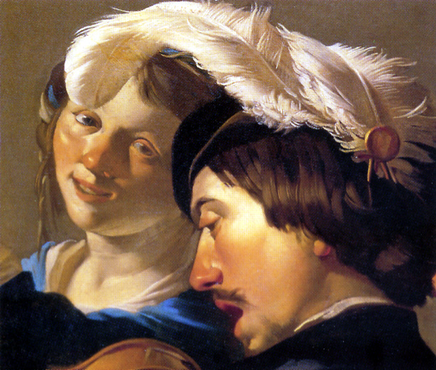 Femme et homme à chapeaux 17ème